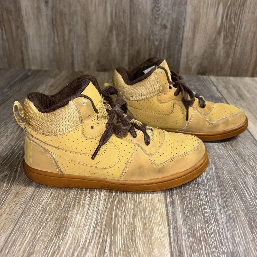 Nike Court Borough Mid Beige Khaki Kids Youth US Size 1.5Y 839978-700 High Top